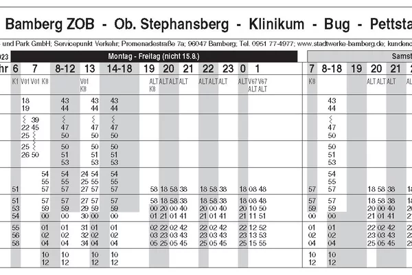 Linie 918 Fahrplan von Bamberg nach Pettstadt Linie 918 Fahrplan von Bamberg nach Pettstadt